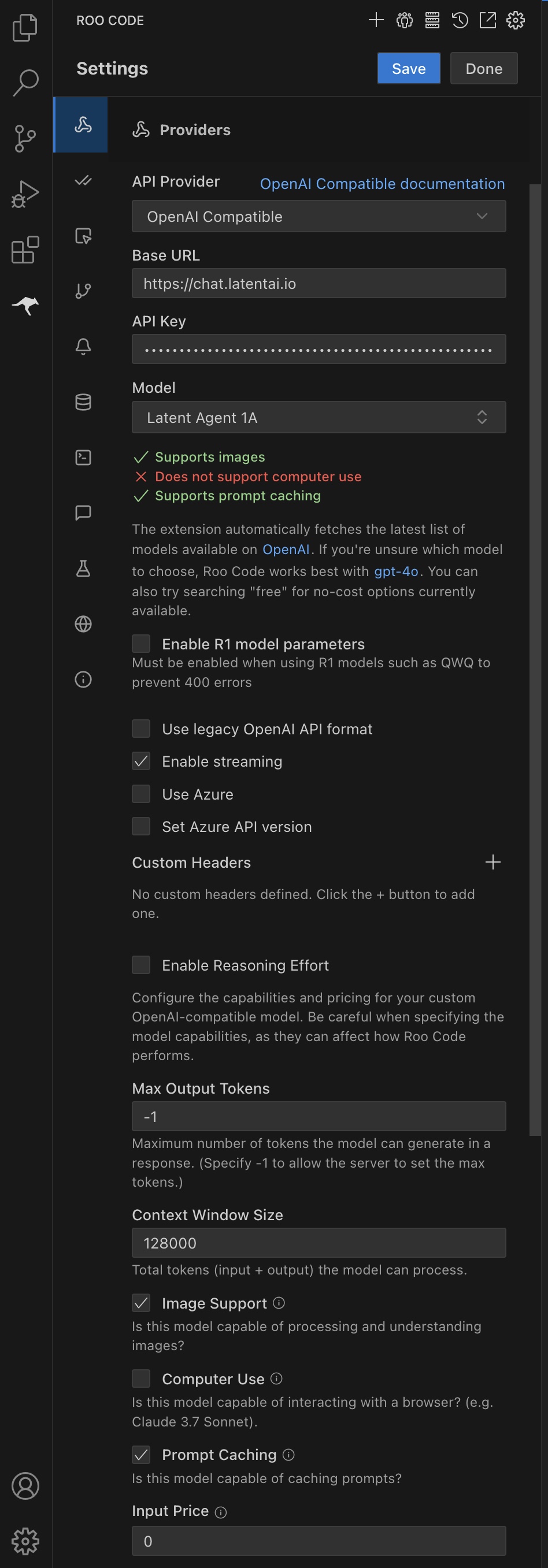 Completed Roo Code Configuration