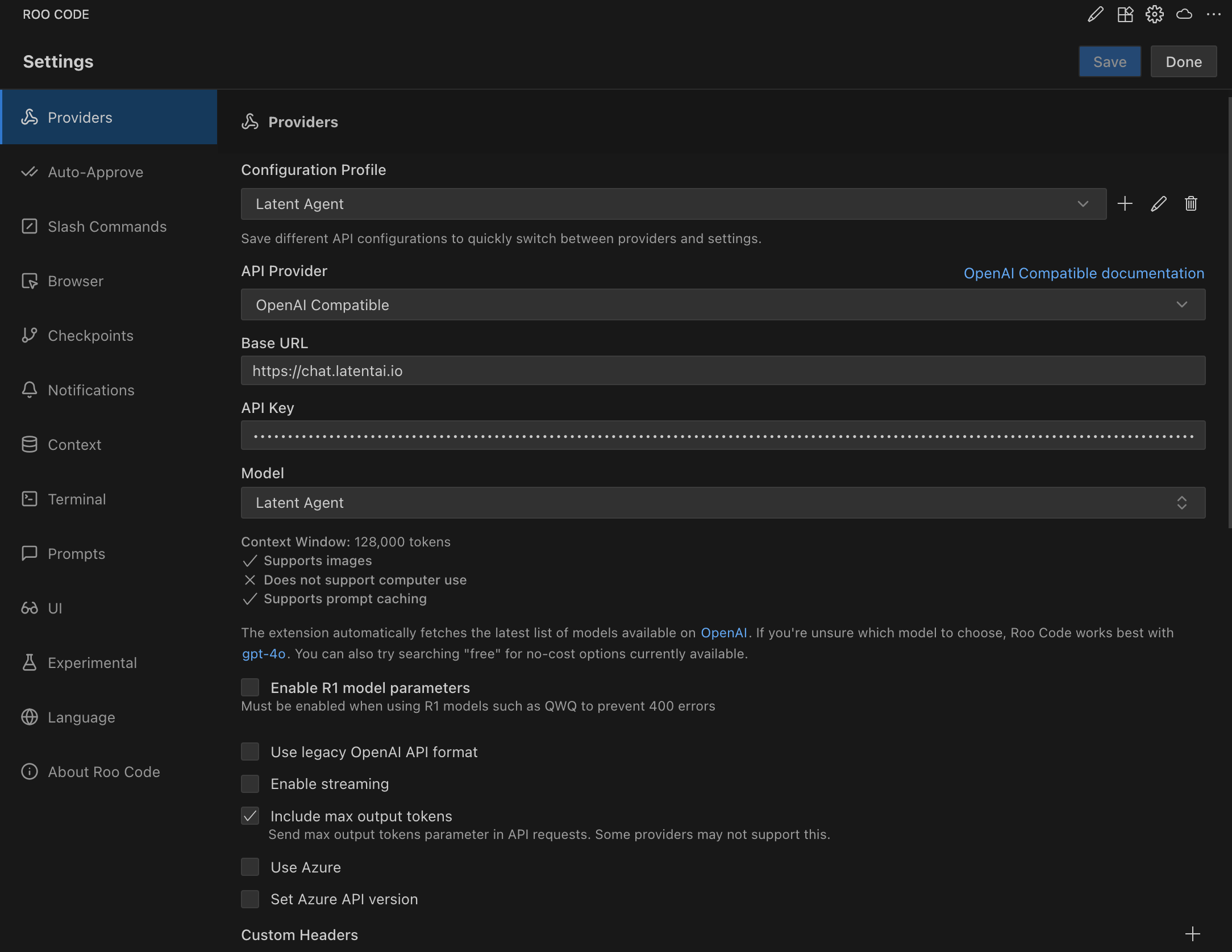 Completed Roo Code Configuration